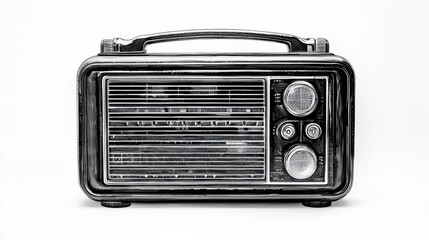Fototapeta premium Vintage Retro Radio on White Background