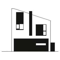 Modern townhouse black white architecture vector