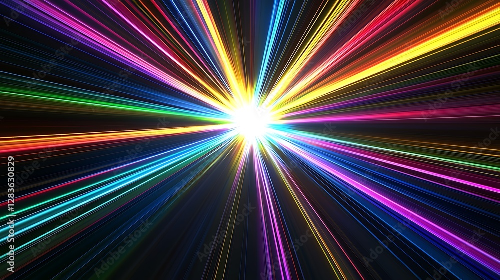 Poster abstract colorful radial burst radiating from central point