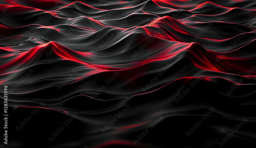 Poster black and red vector background with wave shapes, simple flat design, minimalistic , graphic element
