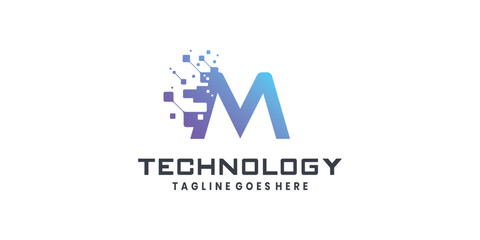 Letter M logo design for technology
