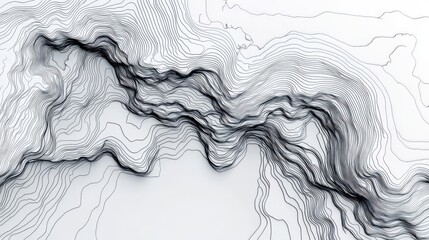 Abstract 3D Topographic Lines Create a Wavelike Terrain Illustration Background