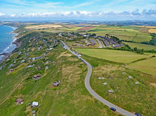 Aerial view of Whitsand Bay, Cornwall	