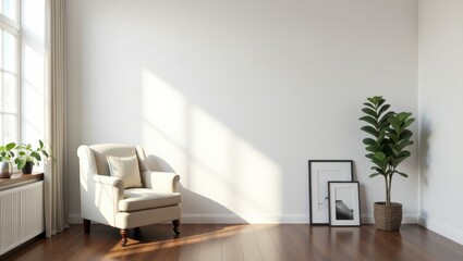 Fototapeta premium Elegant Interior with a Classic Armchair and Cozy Ambiance