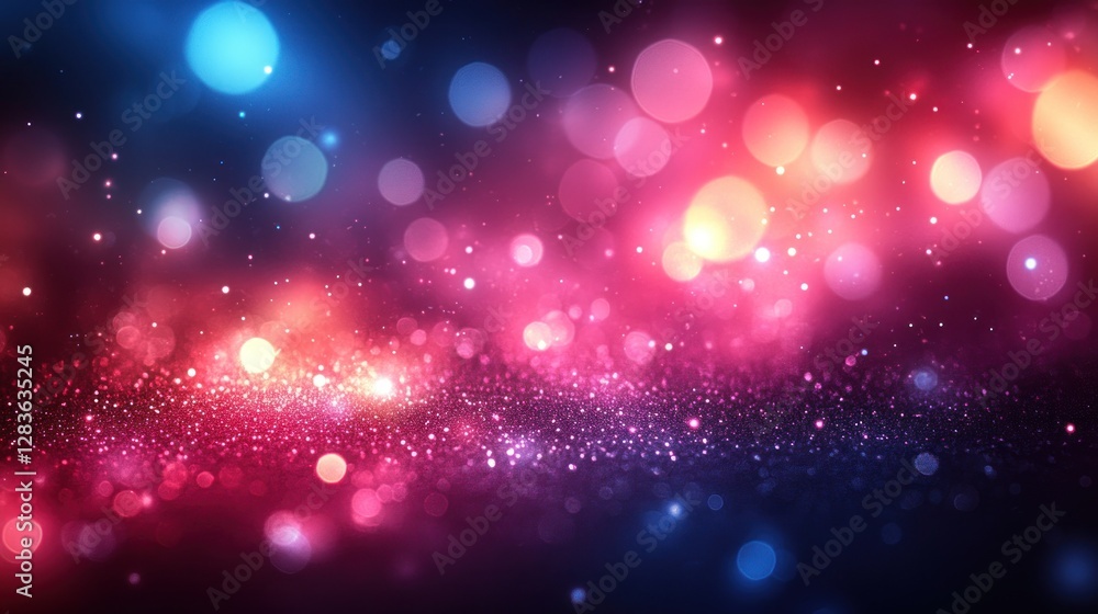 Poster abstract festive sparkling bokeh background with soft glow and color