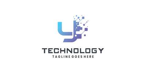 Letter Y logo design for technology
