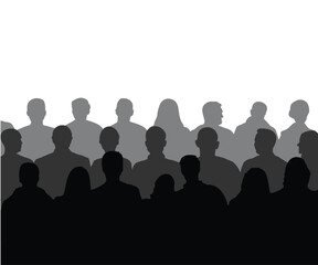 Silhouette crowd of people in the auditorium stock illustration.ai