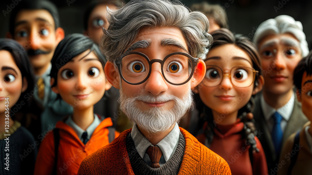 Poster expressive ai characters in group setting with diverse avatars for enhanced user engagement and cust