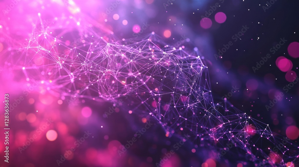 Aufkleber futuristic network with glowing nodes and connections, modern technology background, science and art