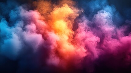 Colorful smoke swirls in a mesmerizing dance of orange, pink and blue