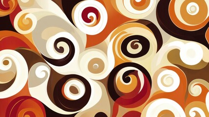 Retro Swirls, A Nostalgic Abstract Pattern in Earthy Autumn Tones