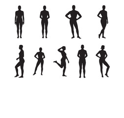 Female Silhouette Figures in Various Poses