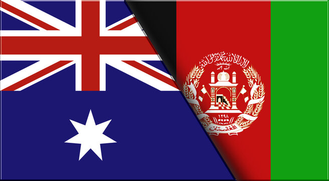 Flags of Australia and Afghanistan. Australian and Afghan National flags