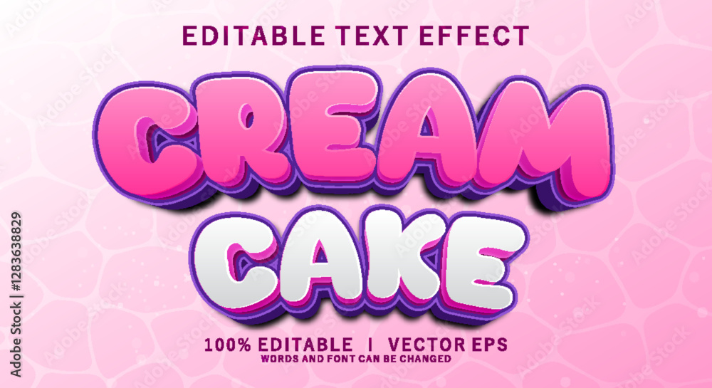 Poster cream cake vector text effect with modern style design