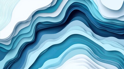 Fototapeta premium Elegant layered paper cut background in shades of blue and white