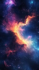 Obraz premium Cosmic Canvas: A vibrant and awe-inspiring display of a nebula with celestial colors. This image showcases the awe-inspiring beauty and vastness of the universe.