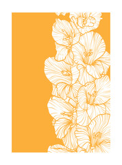A4 gladiolus illustration. Vector graphic asset for print projects with hand drawn autumn flowers. Dia de los Muertos botanical highly detailed and quality flower print.