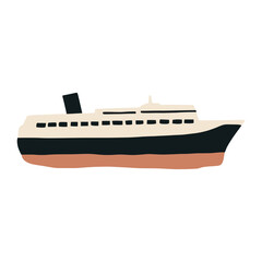Obraz premium Realistic steam ocean liner illustration simple ship vector