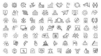 Business training and office line icons collection. Big UI icon set. Thin outline icons pack. Vector illustration 