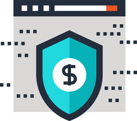 secure transactions flat web icon concept