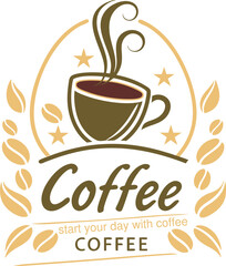 Elegant Logo with Coffee Cup and Steam Art & Illustration