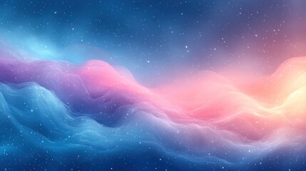 Fototapeta premium A Dreamy Celestial Landscape with Ethereal Clouds and Sparkling Stars, creating a surreal and otherworldly atmosphere