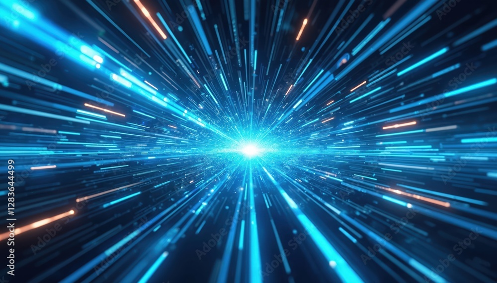 Aufkleber futuristic tech background featuring high speed blue light lines, glowing effects. dynamic design re