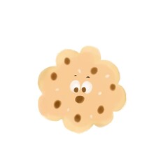 The cookies illustration is light brown in color, and has eyes that give the impression of a lively character.