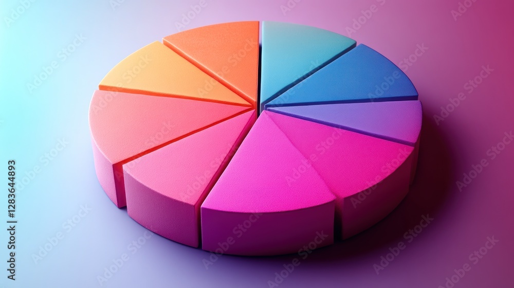Poster colorful 3d pie chart: data visualization