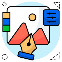 Conceptual flat design icon of photo design
