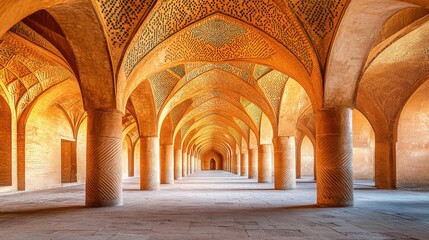 Fototapeta premium Stunning Interior Architecture of Historic Persian Mosque Hallway