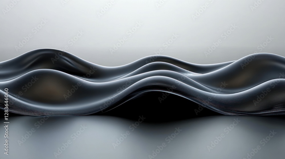 Poster abstract metallic wave pattern with smooth reflections and shadows
