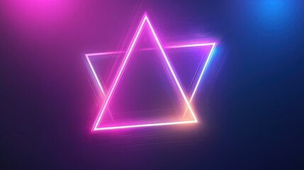 Obraz premium Abstract Neon Triangle with Vibrant Pink and Blue Gradient Background