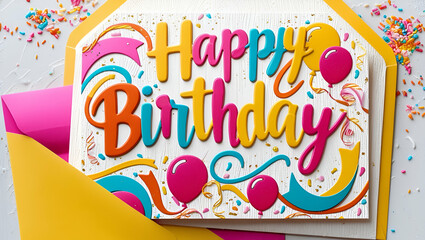 Fototapeta premium A Special Day Message A Charming Birthday Card with Elegant Design and Thoughtful Words to Brighten Someone s Day