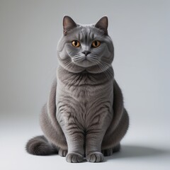 Obraz premium portrait of a cat british short hair isolated on grey background