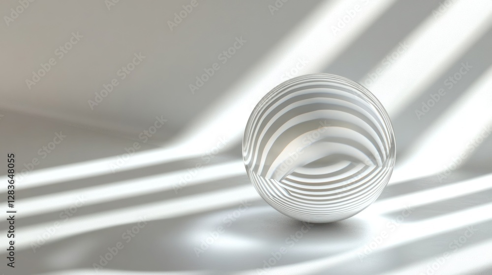 Poster captivating interplay of light and shadow on a sphere creating patterns