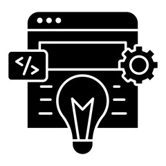 Lightbulb with gear, icon of coding idea