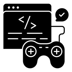 Conceptual flat design icon of game coding