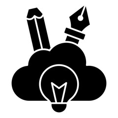 Conceptual flat design icon of cloud creativity