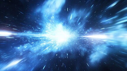 Obraz premium Cosmic Burst: A visual spectacle of cosmic energy, showcasing a brilliant burst of light amidst swirling nebulas and a dynamic display of stars, evoking the vastness of space.