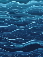 Fototapeta premium Ocean Waves: Captivating the mesmerizing rhythm of the ocean, this abstract image depicts flowing waves in shades of blue. The image evokes a sense of serenity and the raw power of nature. 