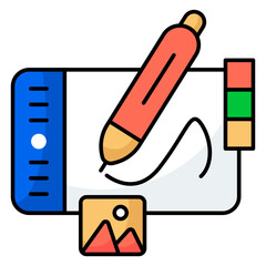 Trendy design icon of pen tablet