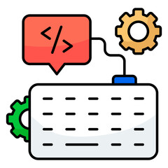 Conceptual flat design icon of coding chat