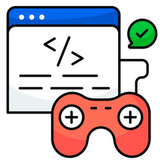 Conceptual flat design icon of game coding