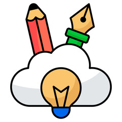 Conceptual flat design icon of cloud creativity