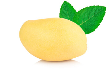 mango yellow Peel square cube piece isolated on white background