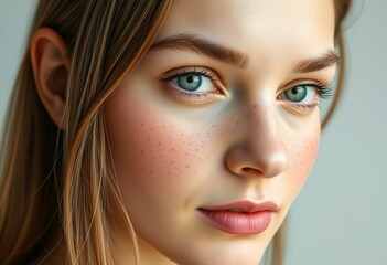 Freckled female portrait in natural light