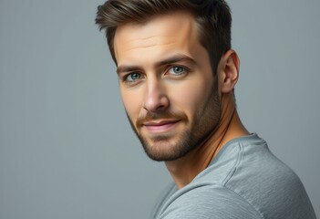 Obraz premium Photorealistic portrait of a man with thoughtful expression