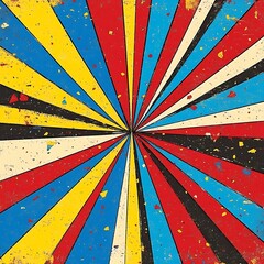 Pop Art Style Comic Book Background Template with Dynamic Colorful Patterns and Halftone Effect