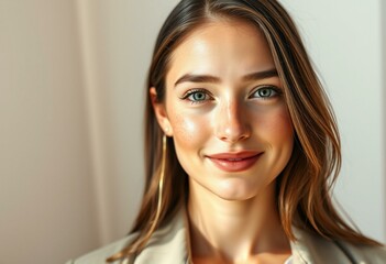 Naklejka premium Freckled female portrait in natural light